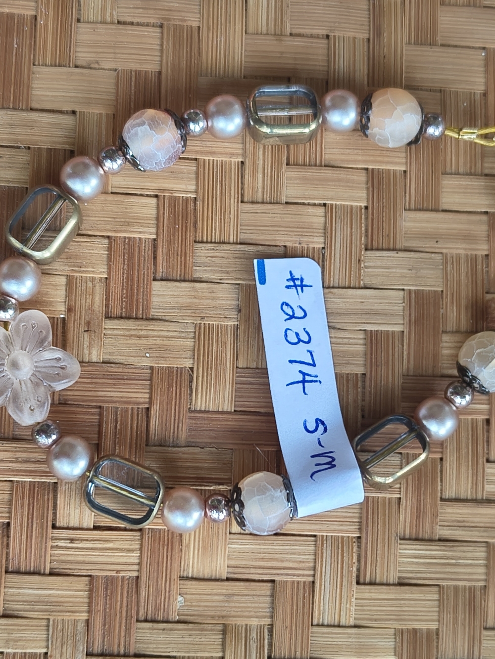 Delicate Blush Pearl and Glass Bead Bracelet